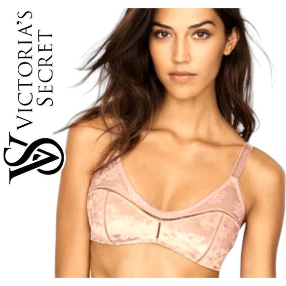 RARE Victoria's Secret Barbie Crushed Velvet Mesh Lace Unlined Wirefree Bra - Picture 1 of 16
